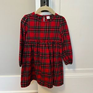 Red plaid cotton flannel dress, Old Navy 3T EUC